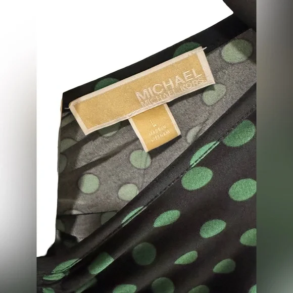 Michael Kors Black and Green Polka Dot Dress - Picture 6 of 7
